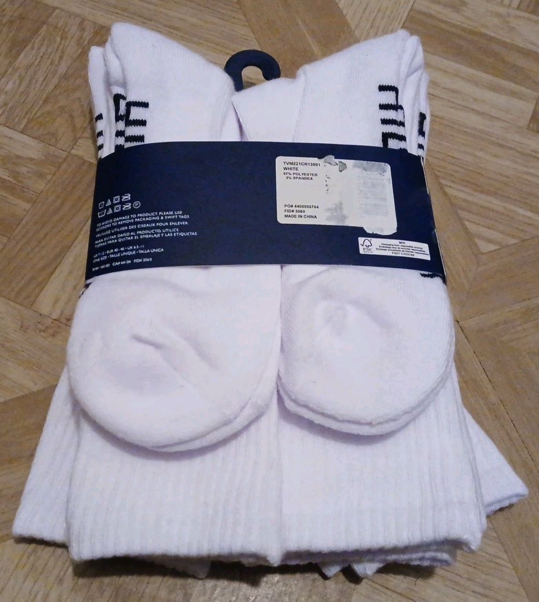 Tommy Hilfiger Cushion Crew Socks 5 Pack Athletic Unisex Size 7-12 White