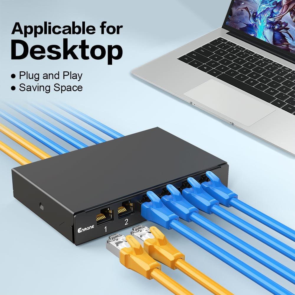 6 Port Patch Panel 0.5U CAT7 Keystone Desk Mount Home Ethernet Termination Box