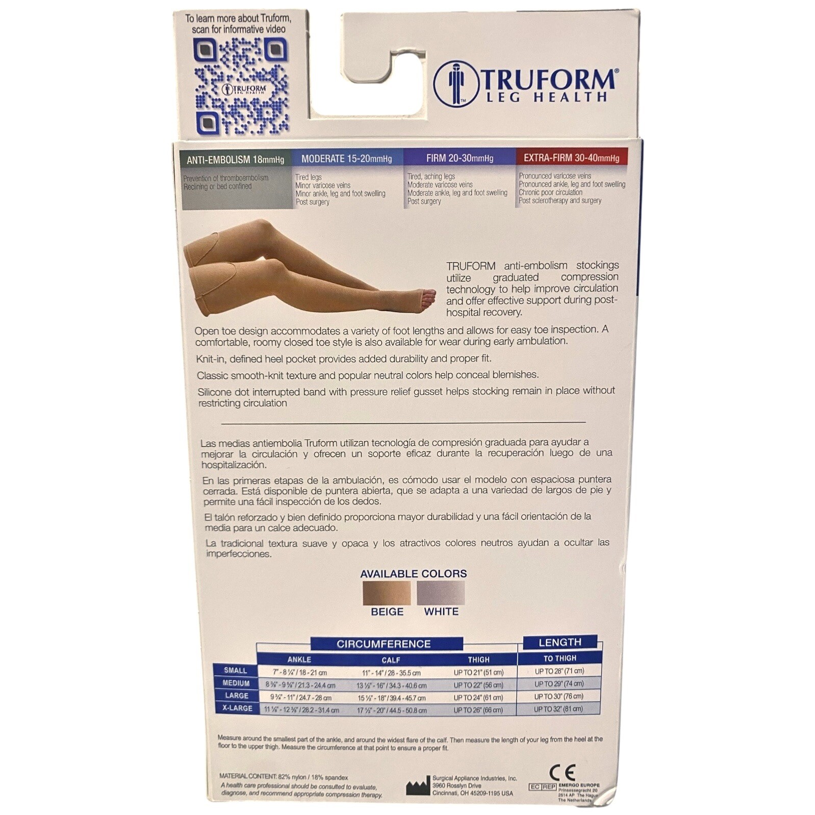 TRUFORM ☆ Anti-Embolism Thigh High Stockings ☆ Black Size Medium ☆ NEW
