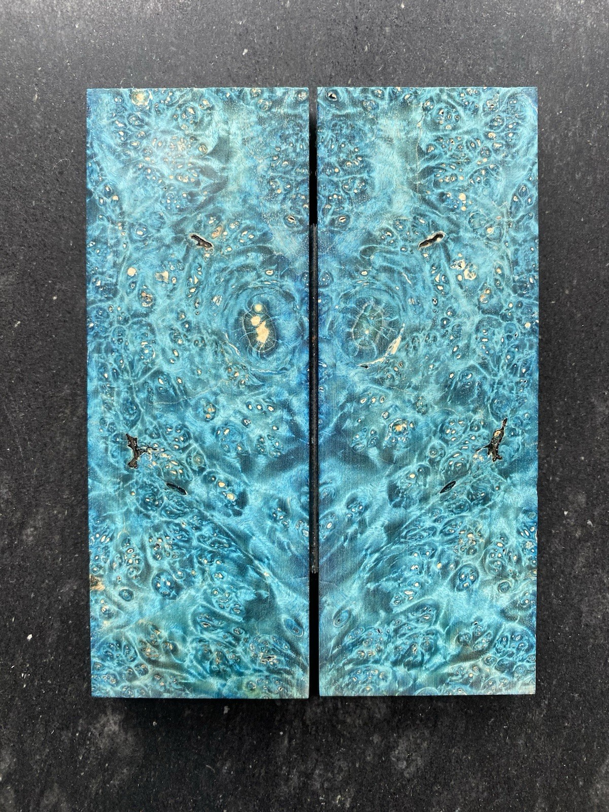 Dyed Box Elder Book Matched Knife Scales 4.98” x 1.76” x .40”