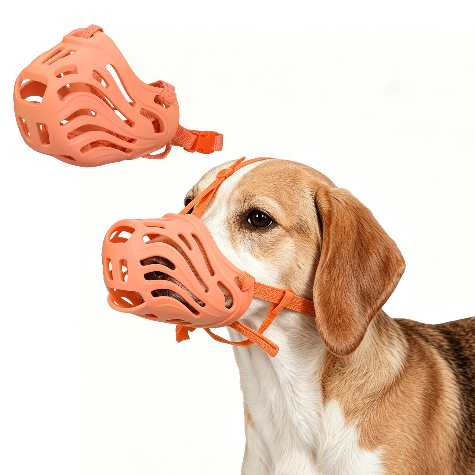 Dog Muzzle, Basket Dog Muzzle Cage Mouth Soft Dogs Mouth Cover (Orange, XXL-8)
