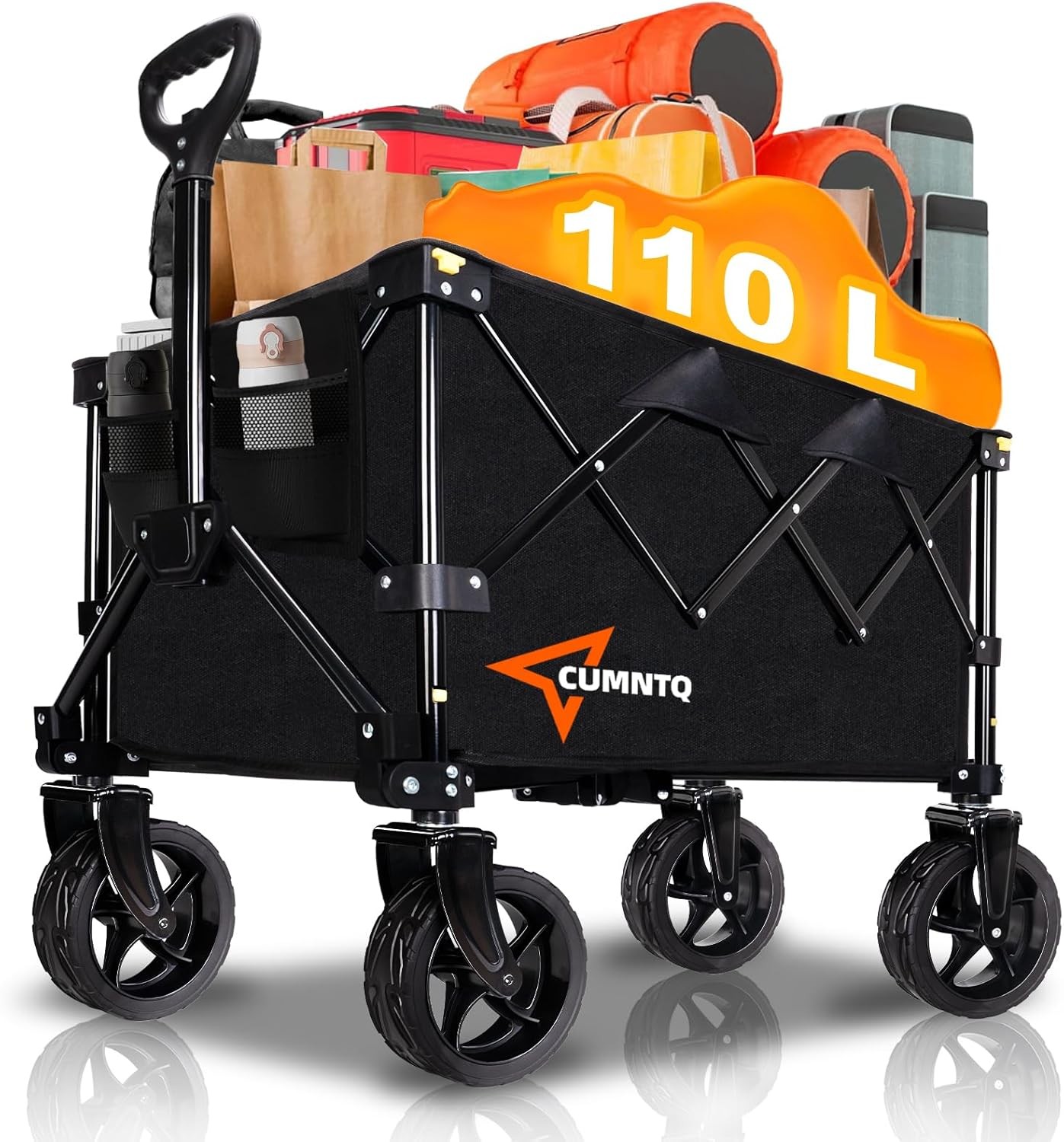 Collapsible Wagon Cart with Wheels, Heavy Duty Foldable Wagon Cart with