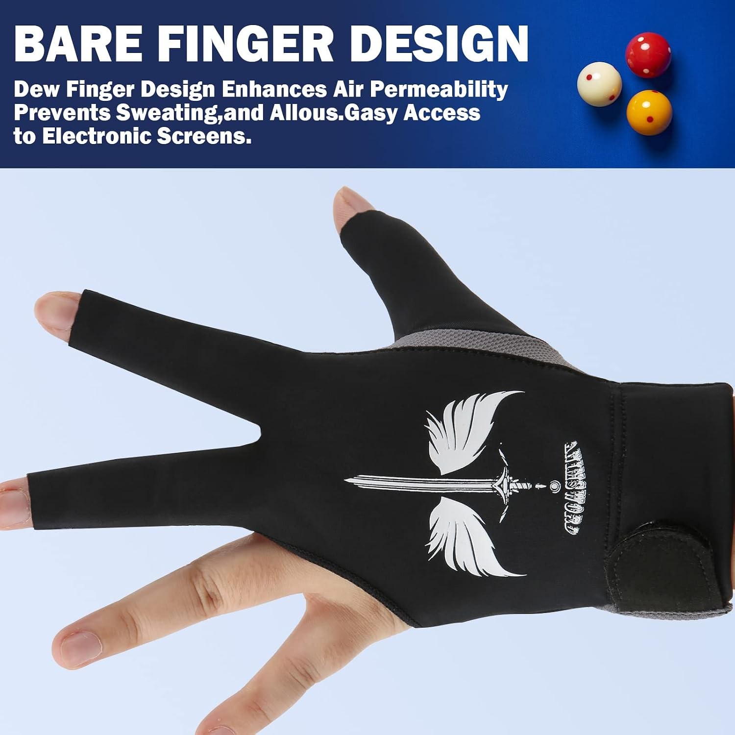 Left Hand Breathable Billiard Pool Gloves Comfortable Fit