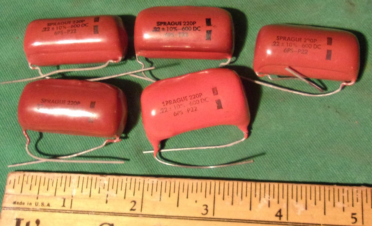 5-NOS Sprague 220P Orange Drop .22uF600v (6PS-P22) Radio Tube Amp Ham Audio Caps
