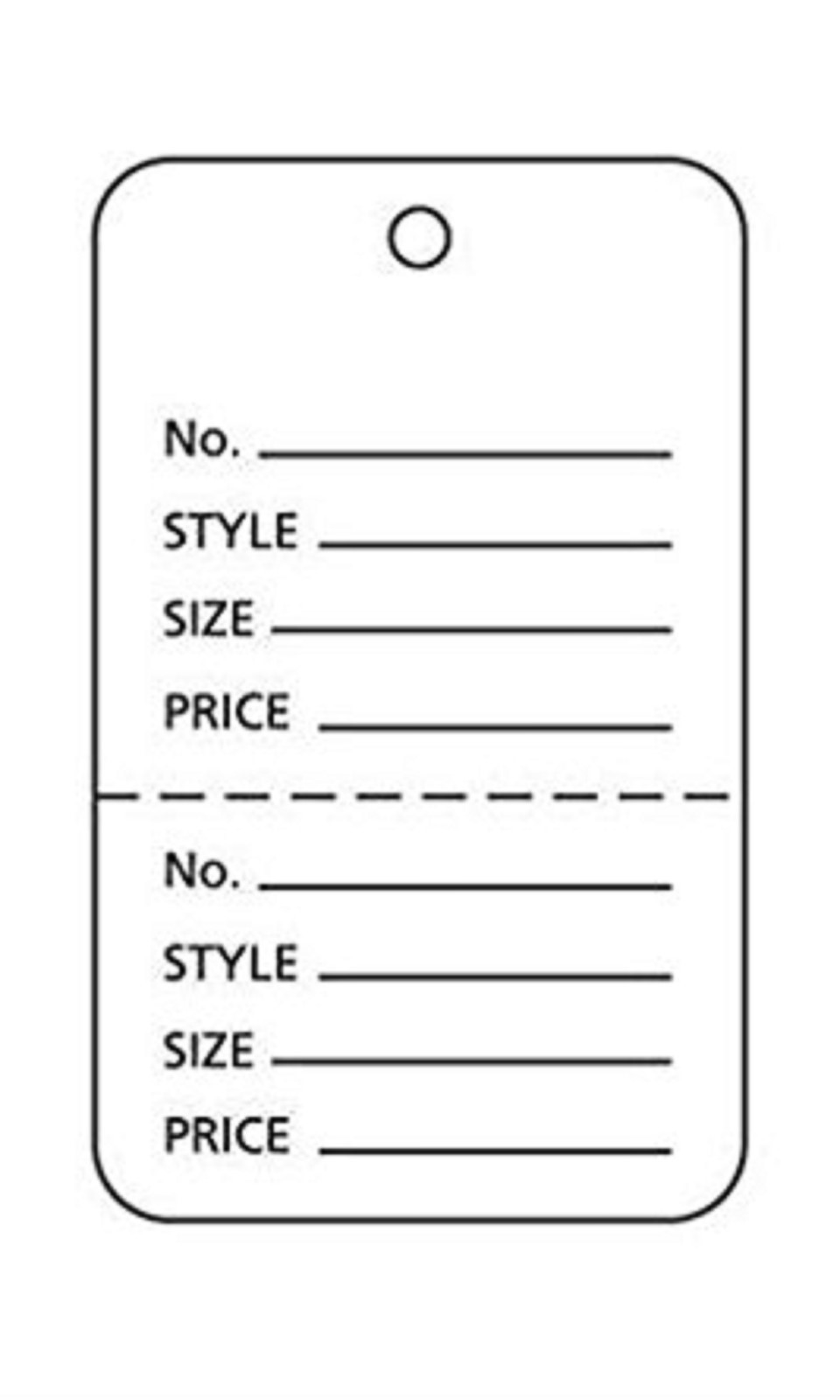 Only Hangers Small White 2 Part Perforated Price Coupon Tags / 1000