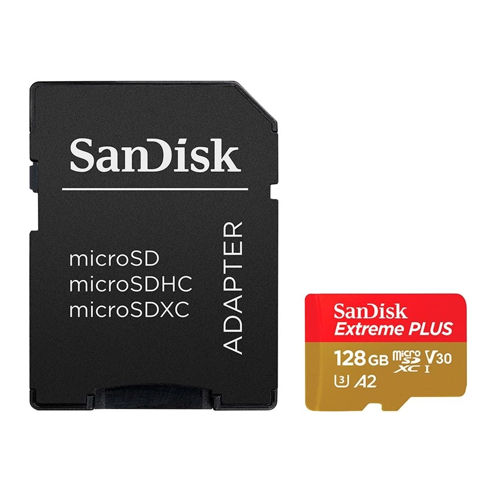Sandisk 128GB Extreme PLUS microSDXC A2 UHS-3 V30 Flash Memory Card with Adapter