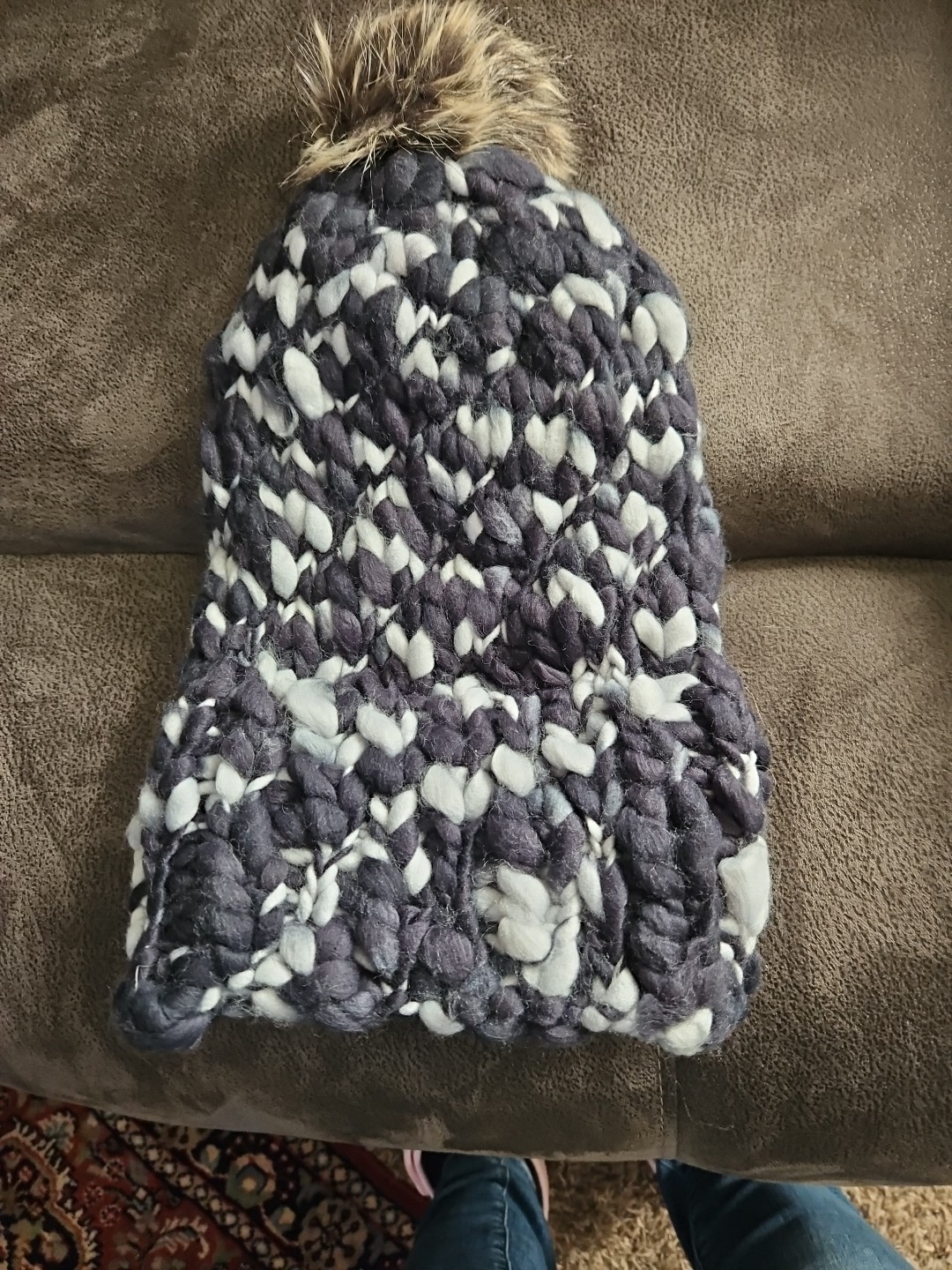 BELK Knit Hat Fur Pom Pom, Bobble Hat ONE SIZE NWT