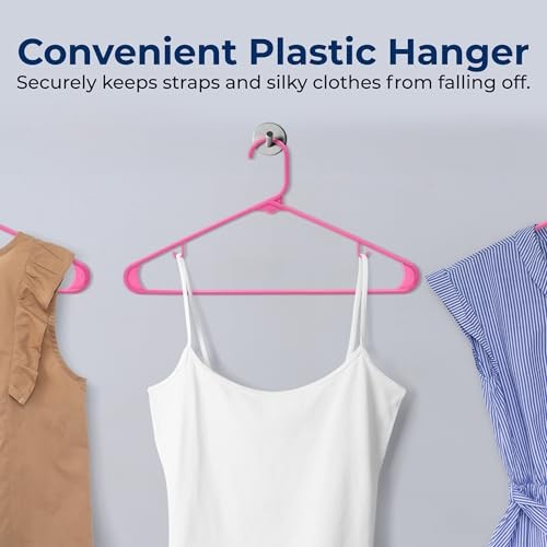SereneLife 20-Pack Plastic Hangers (Pink)