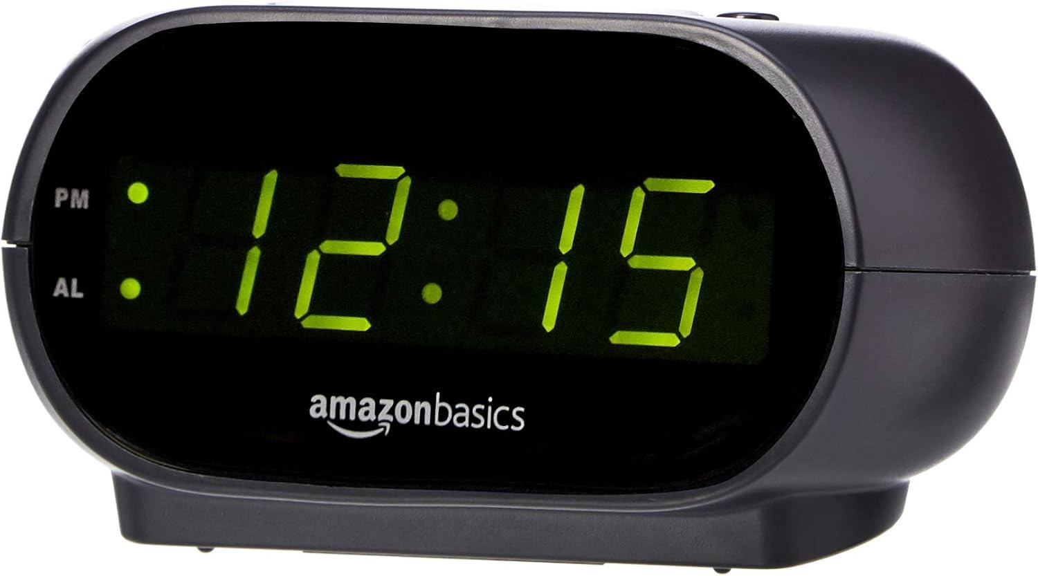 Compact Oval Black Digital Alarm Clock with LED Display & Snooze Functionality