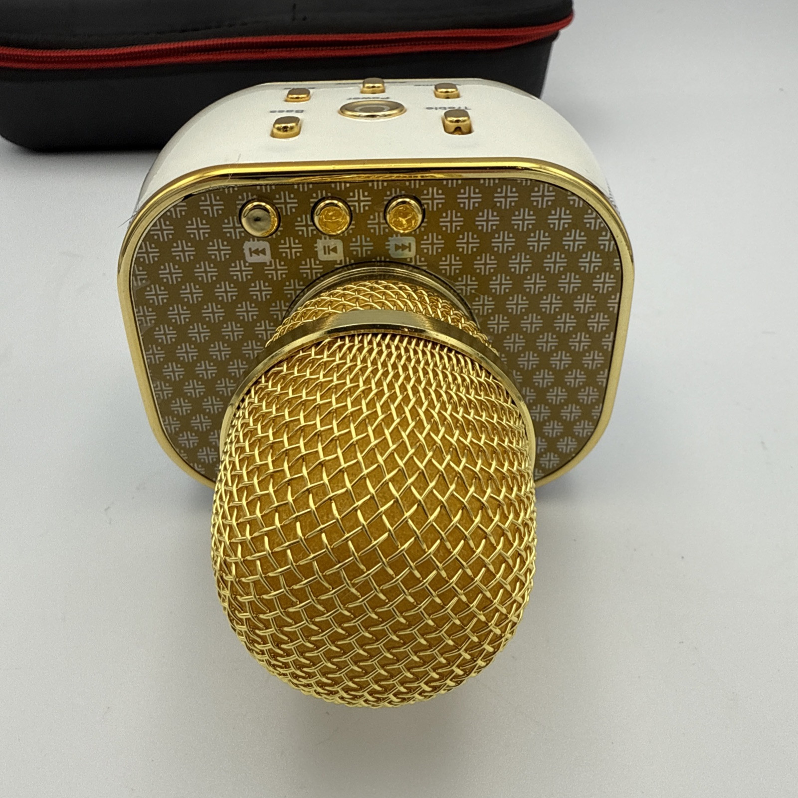 Funky Rico Karaoke Microphone Handheld Wireless Bluetooth w/Speaker Gold WORKING