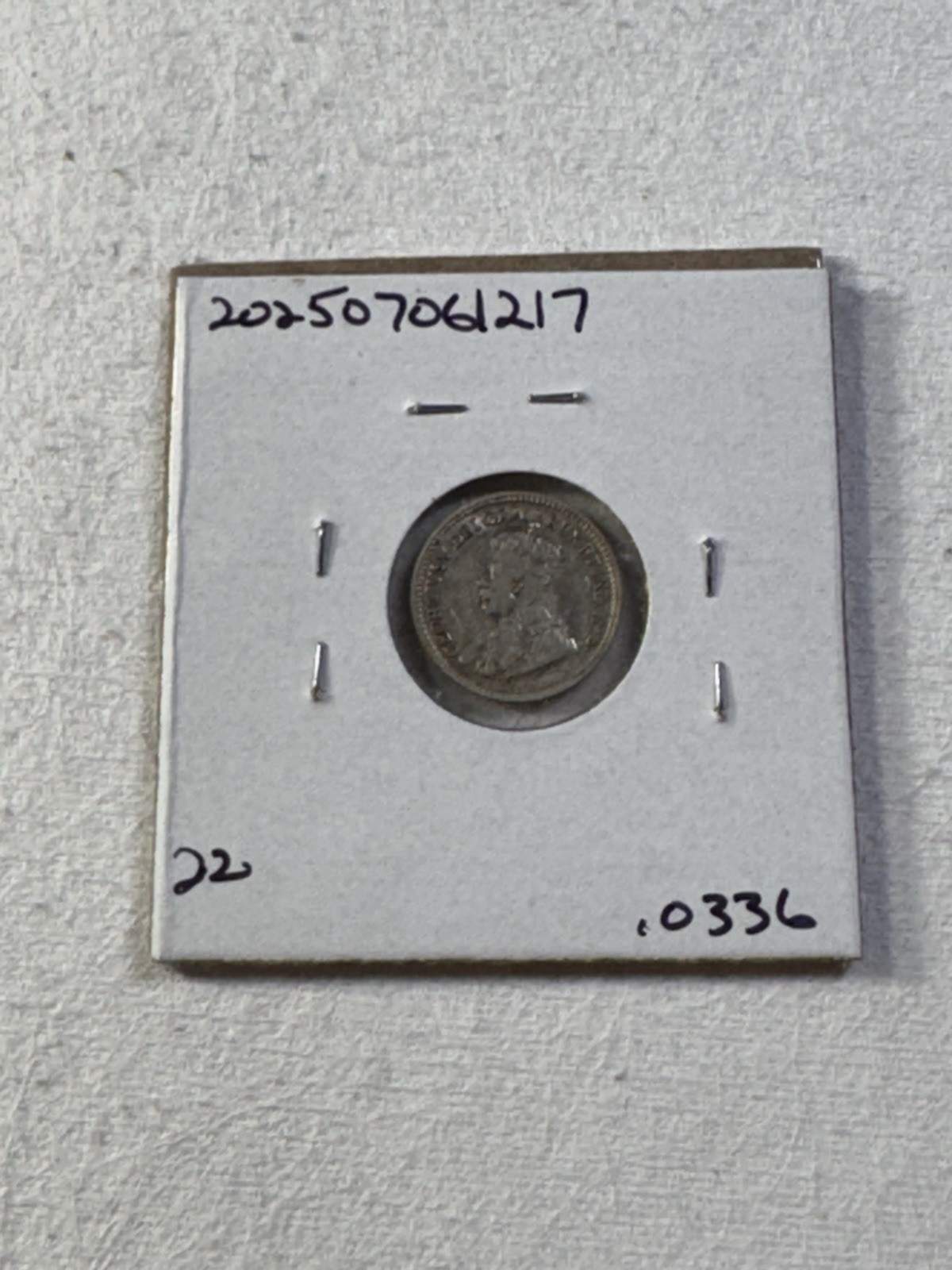 1917 Canada 5 Cents Small Silver Coin Cleaned