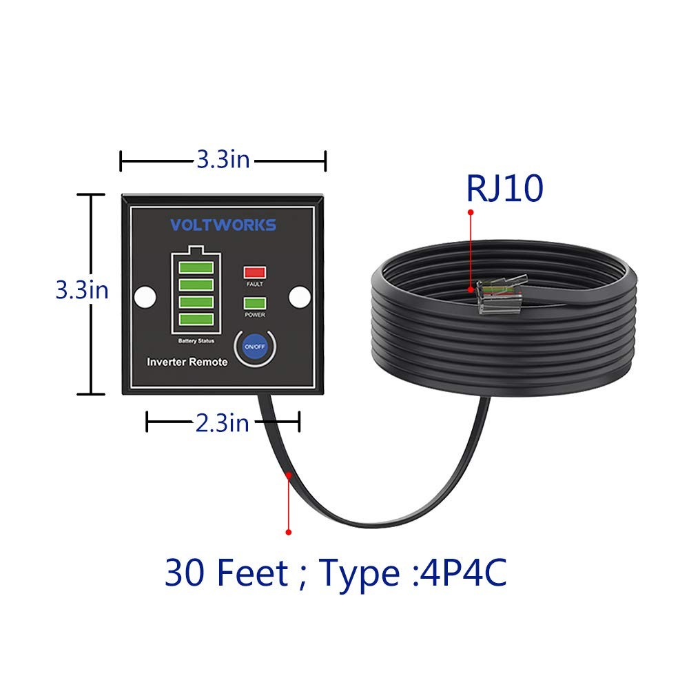 Remote Control Power Inverter On/Off Switch 30 FT Push Button Mountable