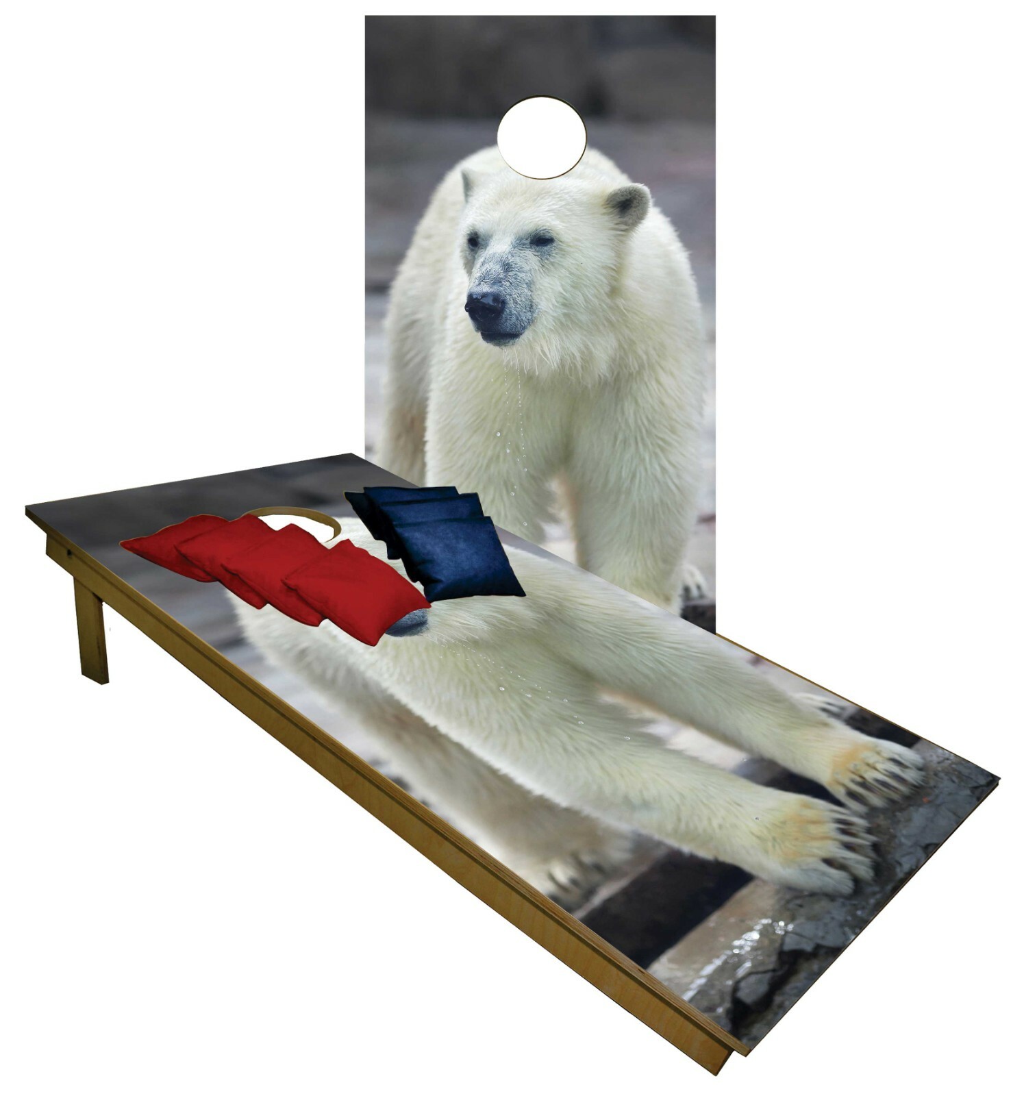 CORNHOLE BOARD Set BEANBAG TOSS GAME Polar Bear w Bags Set