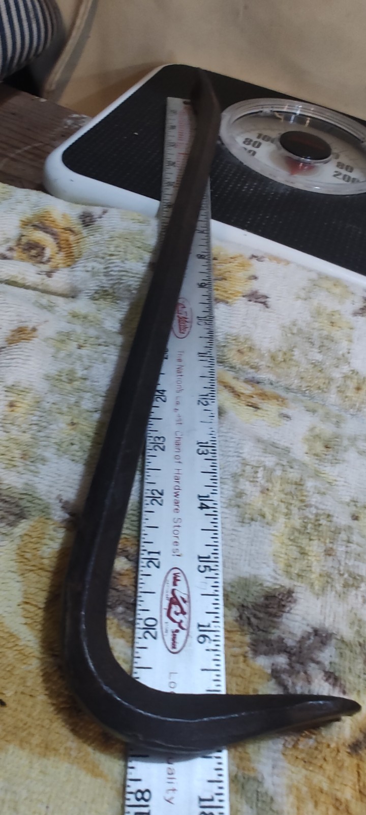 Vintage Unbranded Modified Crow Bar/Nail Puller Tool w/Pointed Alignment End