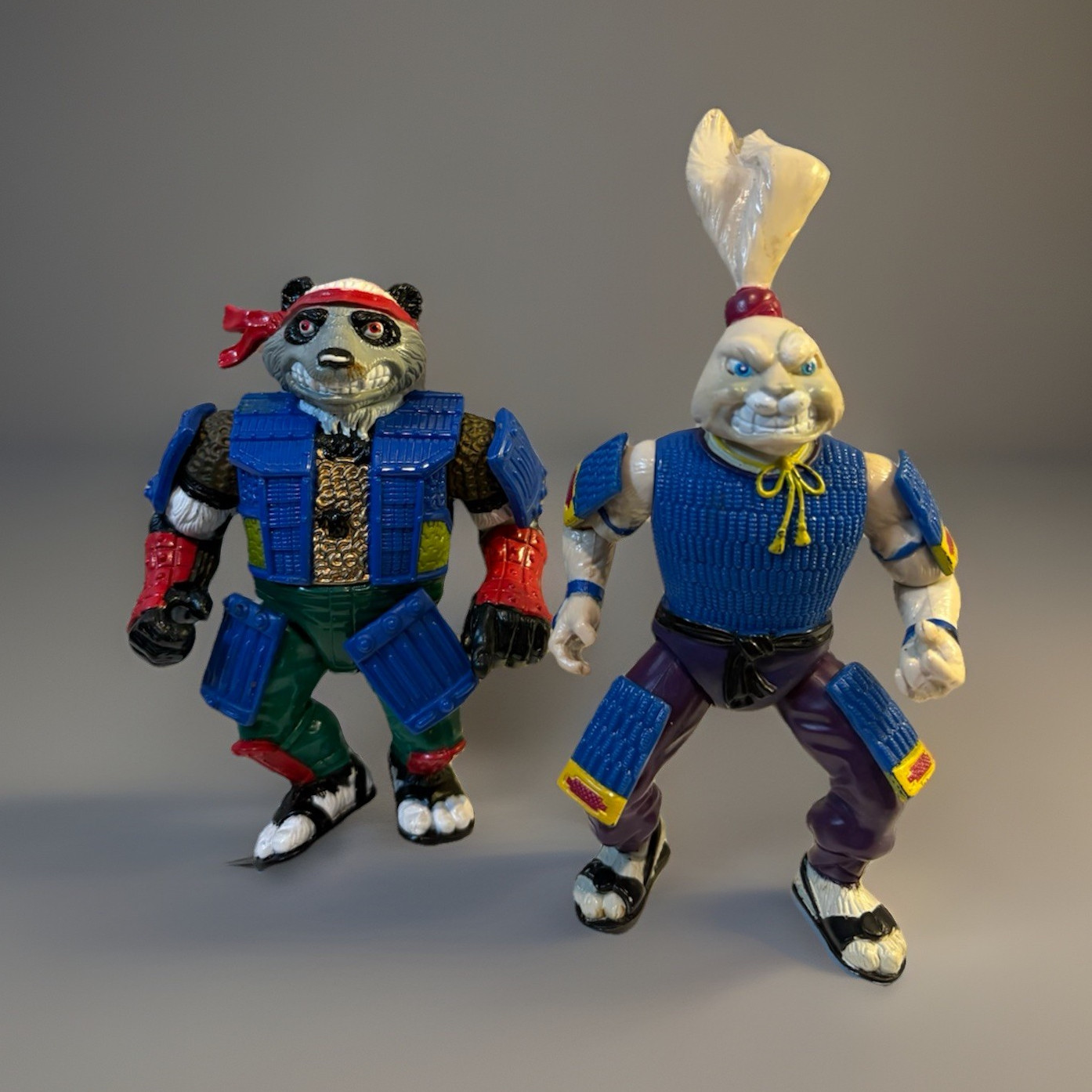 Vintage 1990 Teenage Mutant Ninja Turtles Usagi Yojimbo & Panda Khan Figure Lot
