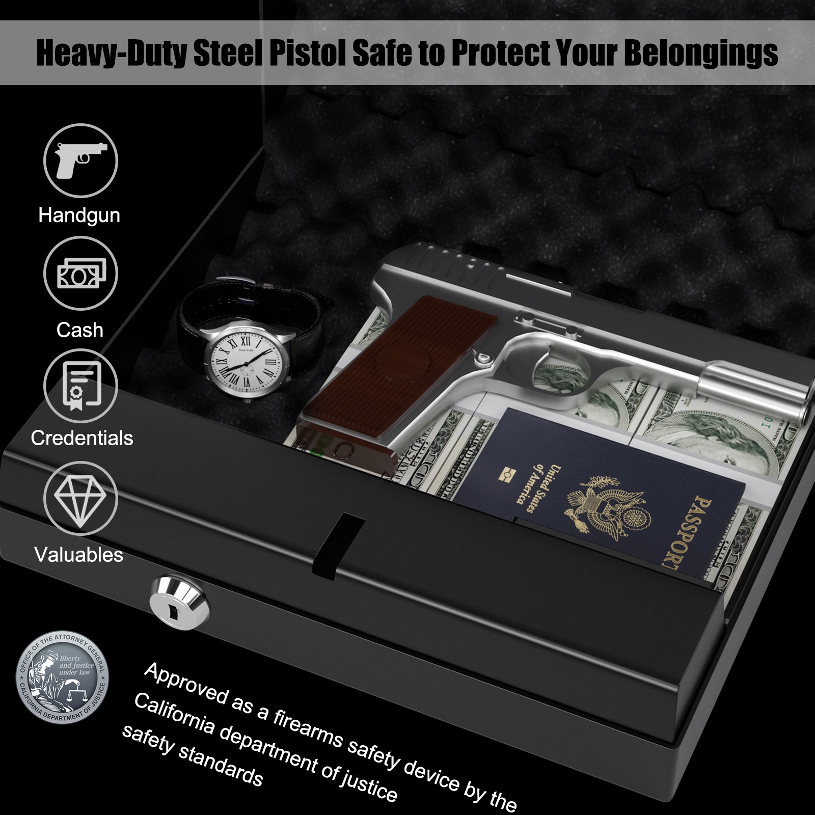 Costway Gun Security Safe Dual Firearm Safety Device Keypad Key Quick-Access