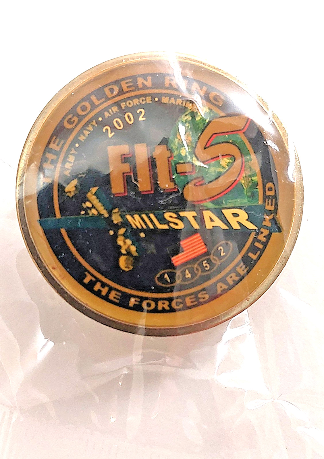 PIN '02 vtg MILSTAR Flt-5 SATELLITE 'The Golden Ring - The Forces Are Linked'