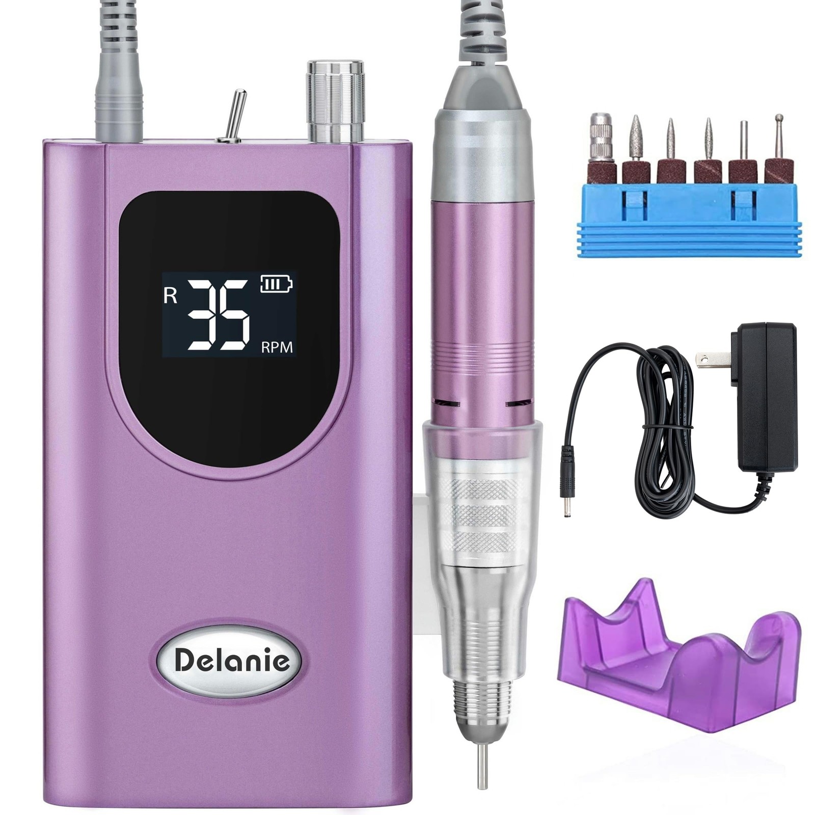 Delanie Professional Nail Drill High Torque 35000 RPM Rechargeable Portable E...