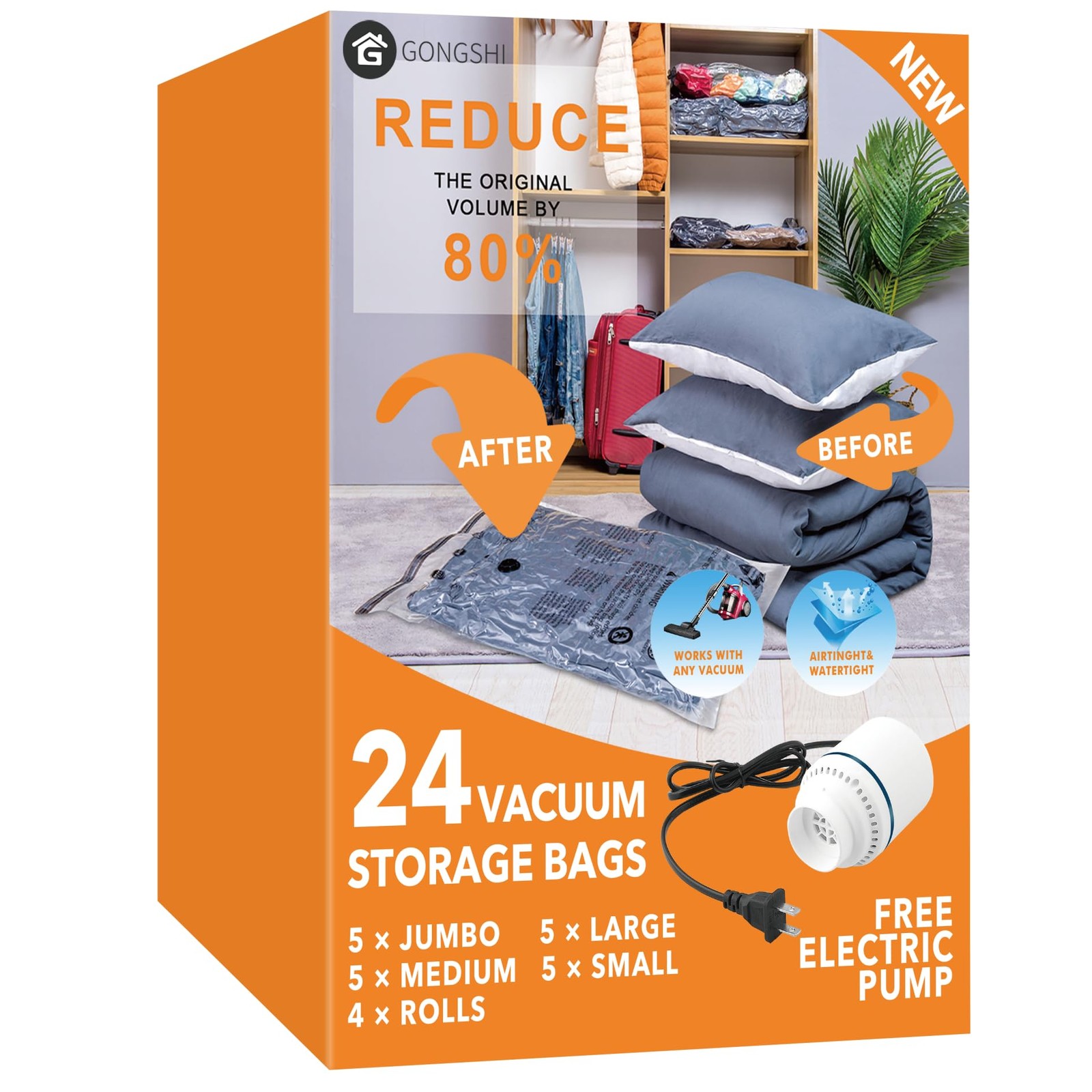 Vacuum Seal Bags for Clothing Travel & Home Storage, Travel Vacuum Bags with ...