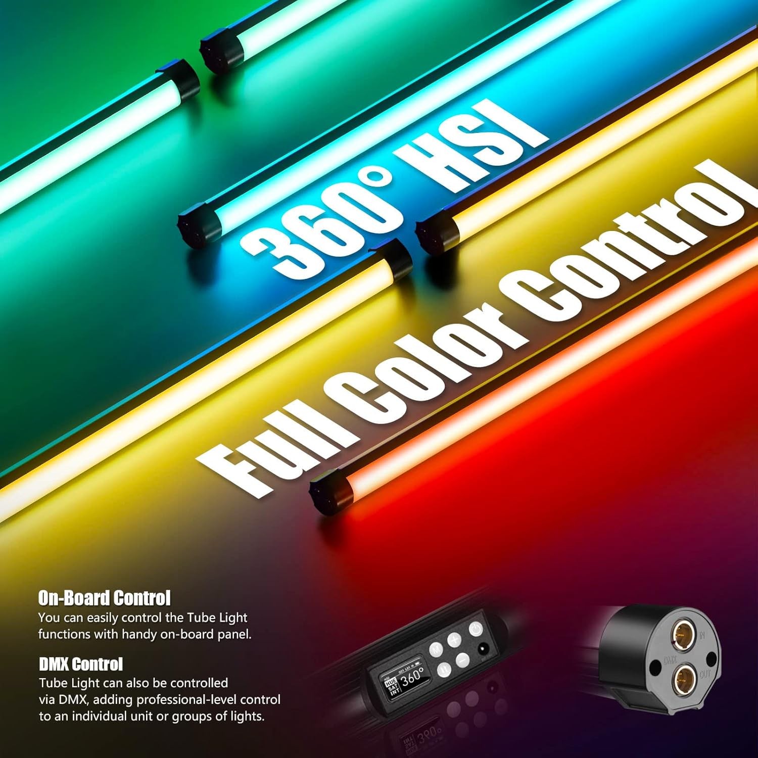 Mettlelite RGB Tube Light 4ft Video Light App Control Rechargeable