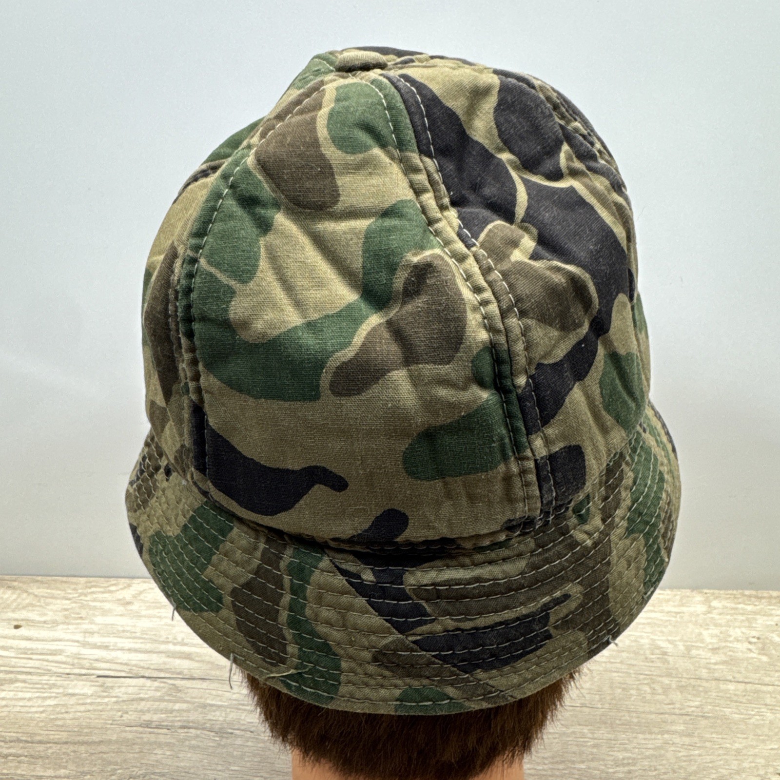 VTG Woodland Camo Jones Hunting Cap Bucket Hat M Korea Foam Insulated Ear Flaps