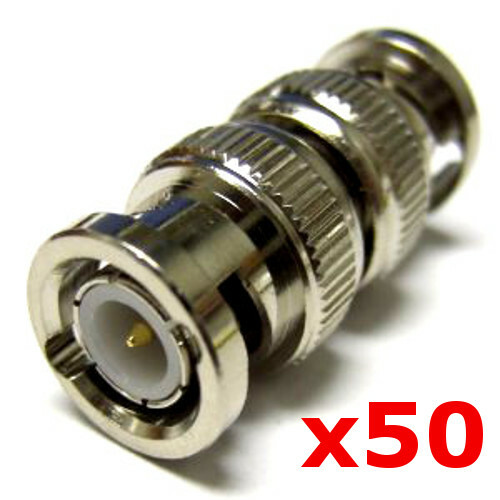 50 Pack Lot - BNC Barrel Coupler CCTV RF Video RG59 RG6 Adapter Male to Male M/M