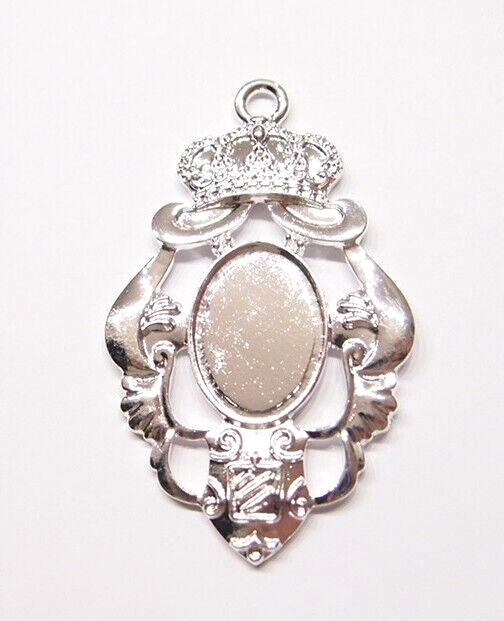 4 of 25x18mm Shiny Silver Victorian Deco Crown &Crest Pendant Settings 75x43mm