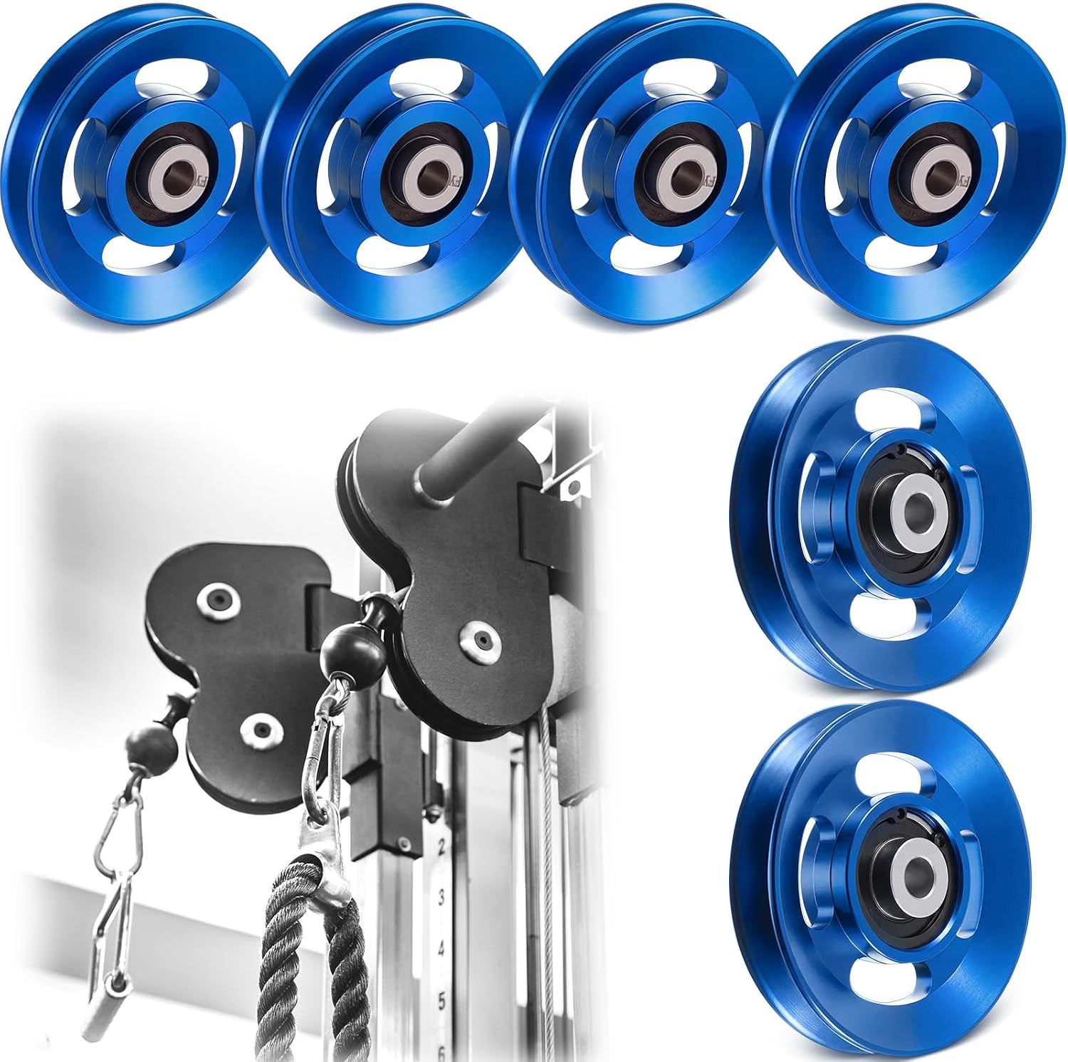 2/4/6/8/10/12 Pcs Aluminum Pulleys for Cable Machine Sets, 90Mm / 95 Mm Aluminum