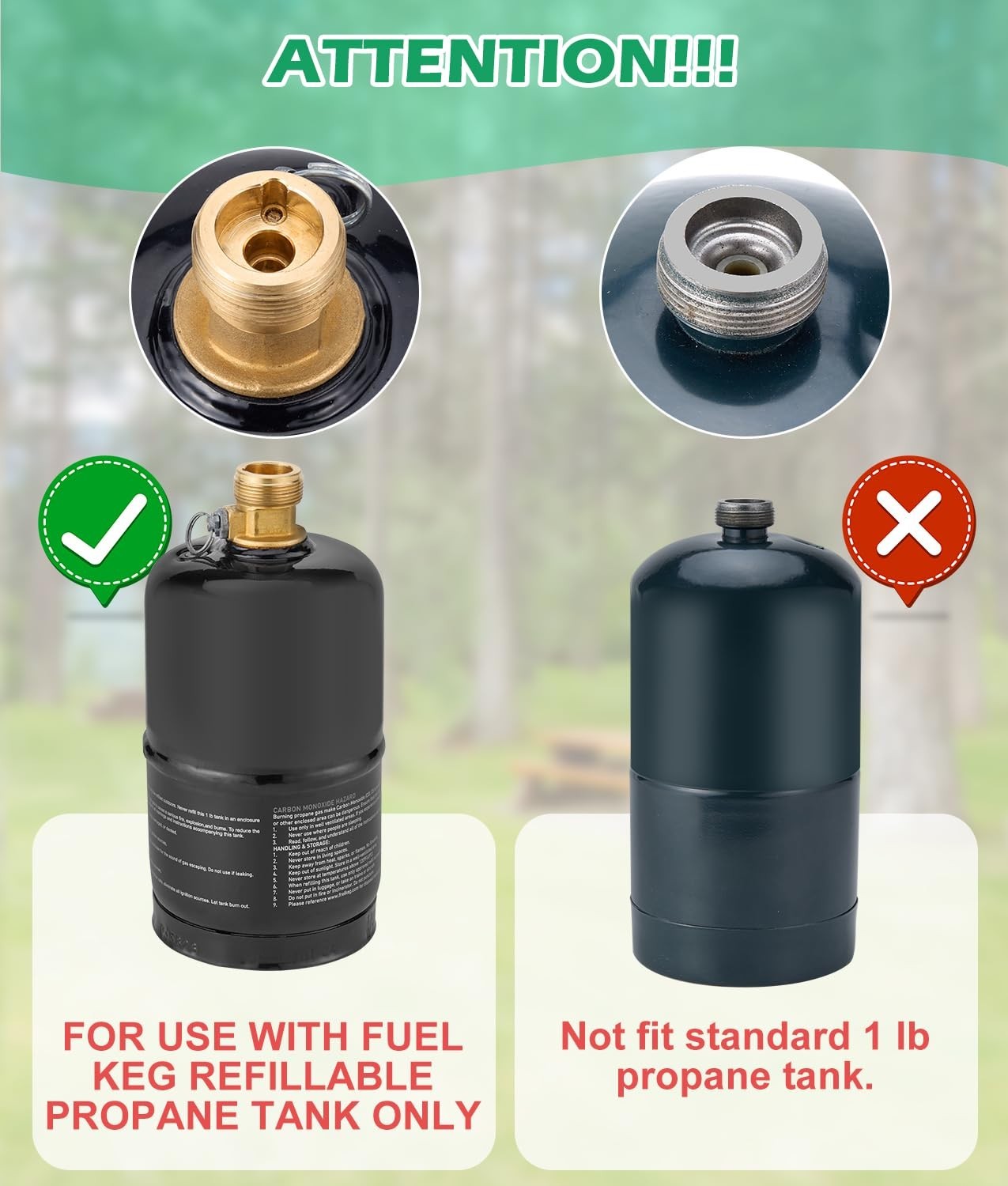 WADEO Propane Refill Adapter with Gauge and Valve for Fuel Keg 1lb Propane Tanks
