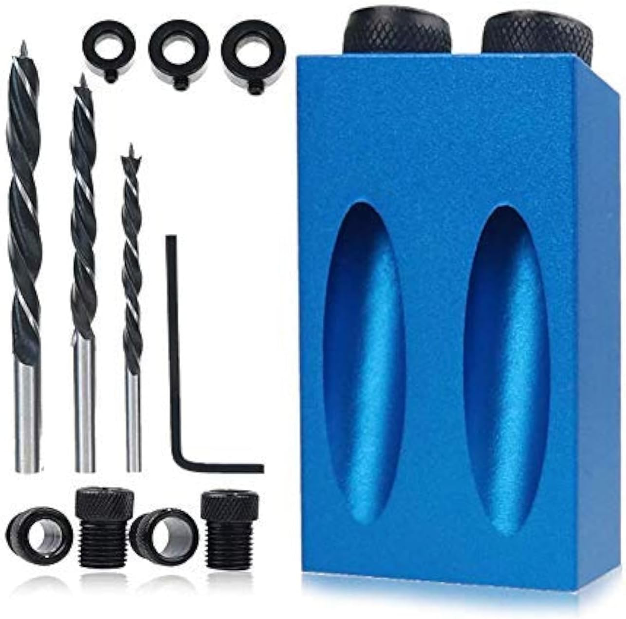 14Pcs Pocket Hole Jig Kit, 15 Degree Woodworking Inclined Hole Jig with 6/8/10Mm
