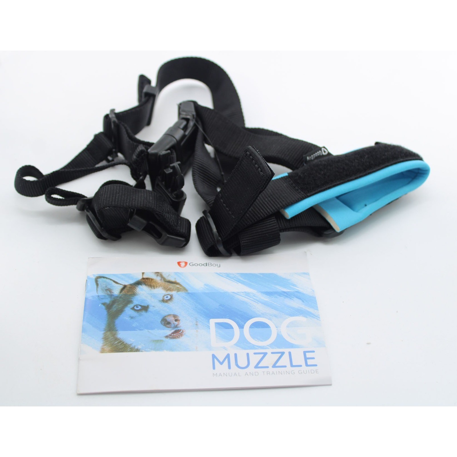 GoodBoy Dog Muzzle Blue Neoprene Padded Adjustable Soft Nylon Size Medium M