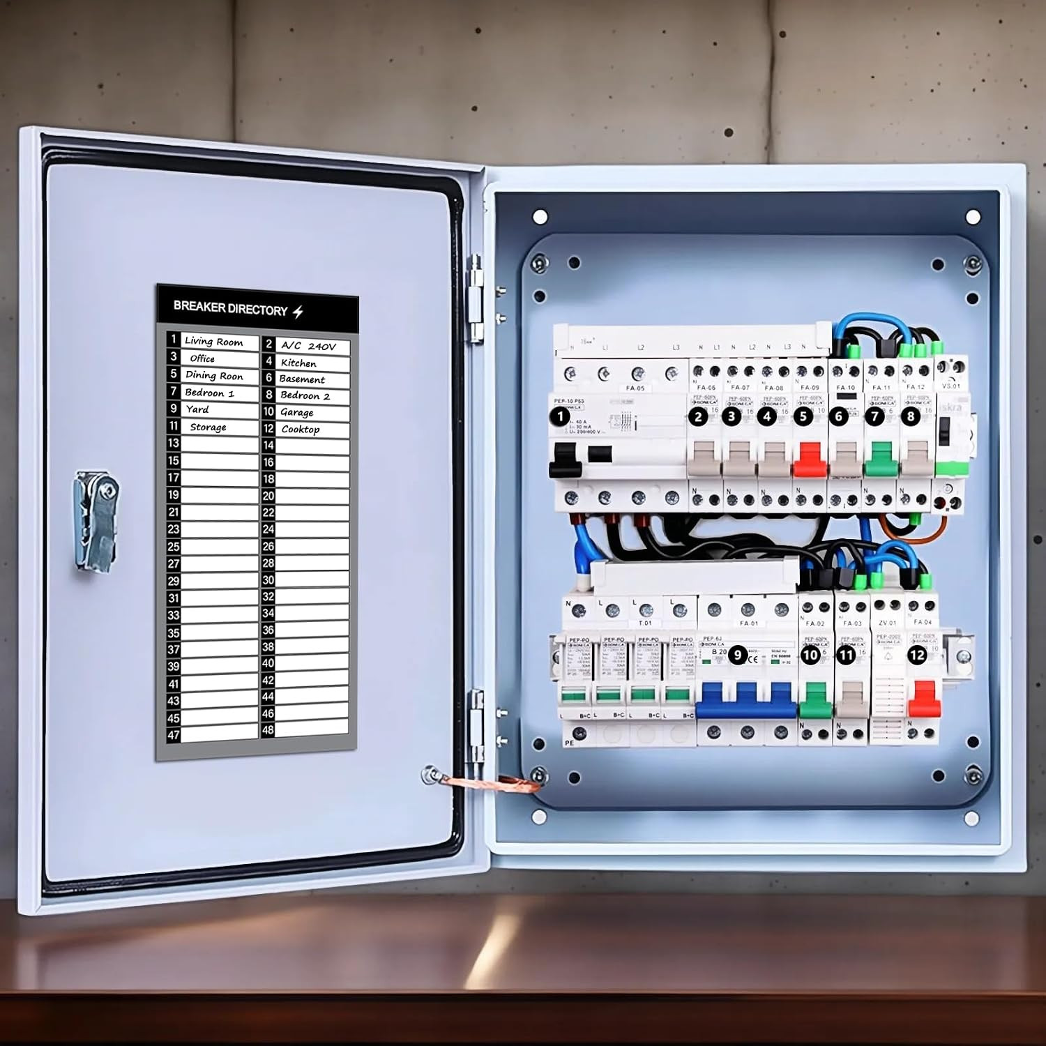 Electrical Panel Labels Kit – 48 Circuit Breaker Stickers, Premium Waterproof