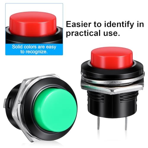 24 Pcs 16MM 5/8" Momentary Push Button Switch, High Round Waterproof Metal