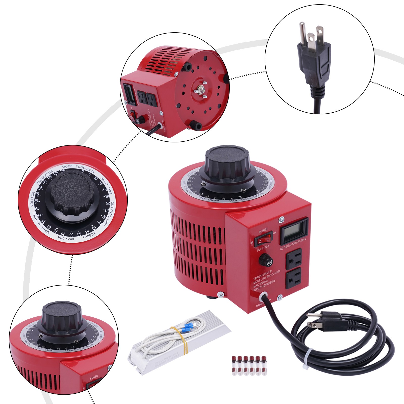 Variable Transformer Adjustable Output Variable Ac Voltage Regulator W/ US Plug
