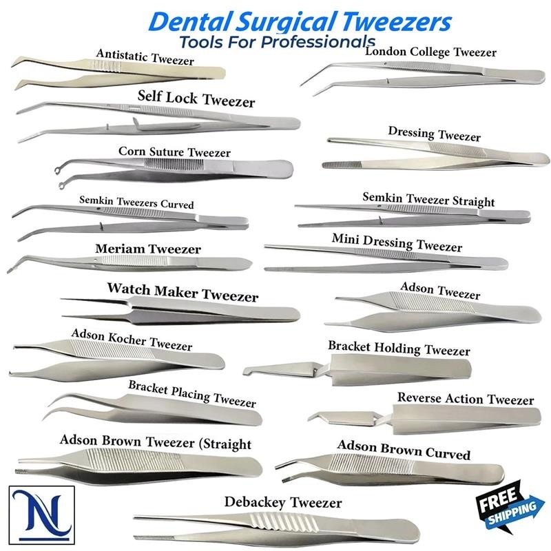 Dental Surgical Tweezers Precision Stainless Steel Dental Forceps Oral Surgery