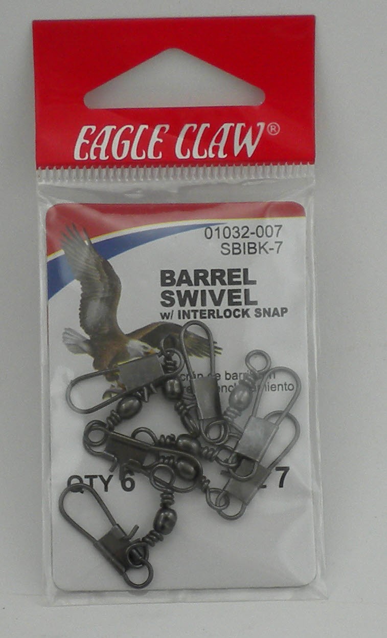 Eagle Claw 01032-012 Black Interlock Snap Swivel 7ct