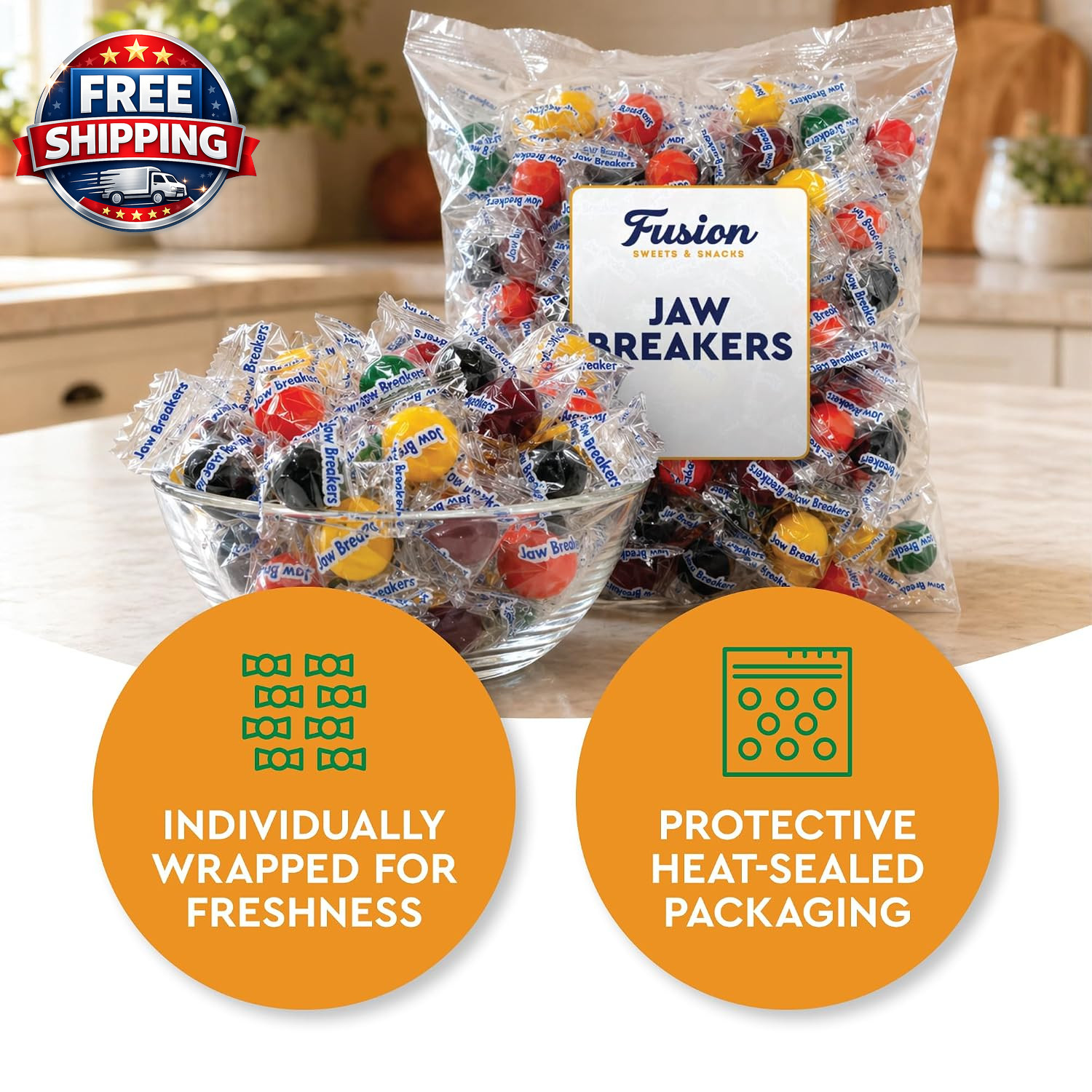 Jawbreakers 1 Pound Bag Individually Wrapped - Large Jaw Breakers Hard Candy Bal