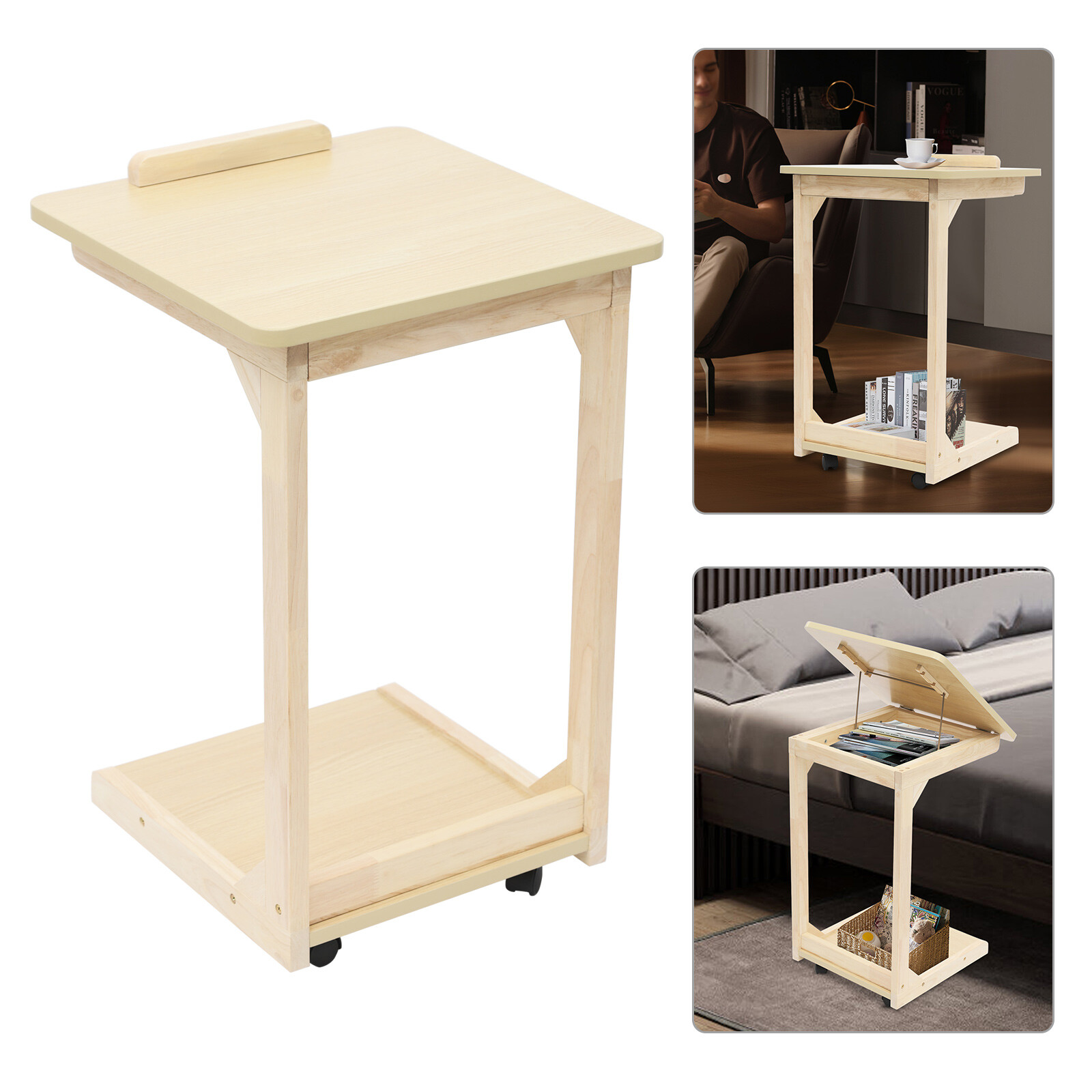 C Shaped Couch Table Movable Bed/Sofa Side Table Adjustable Angle TV Tray Table