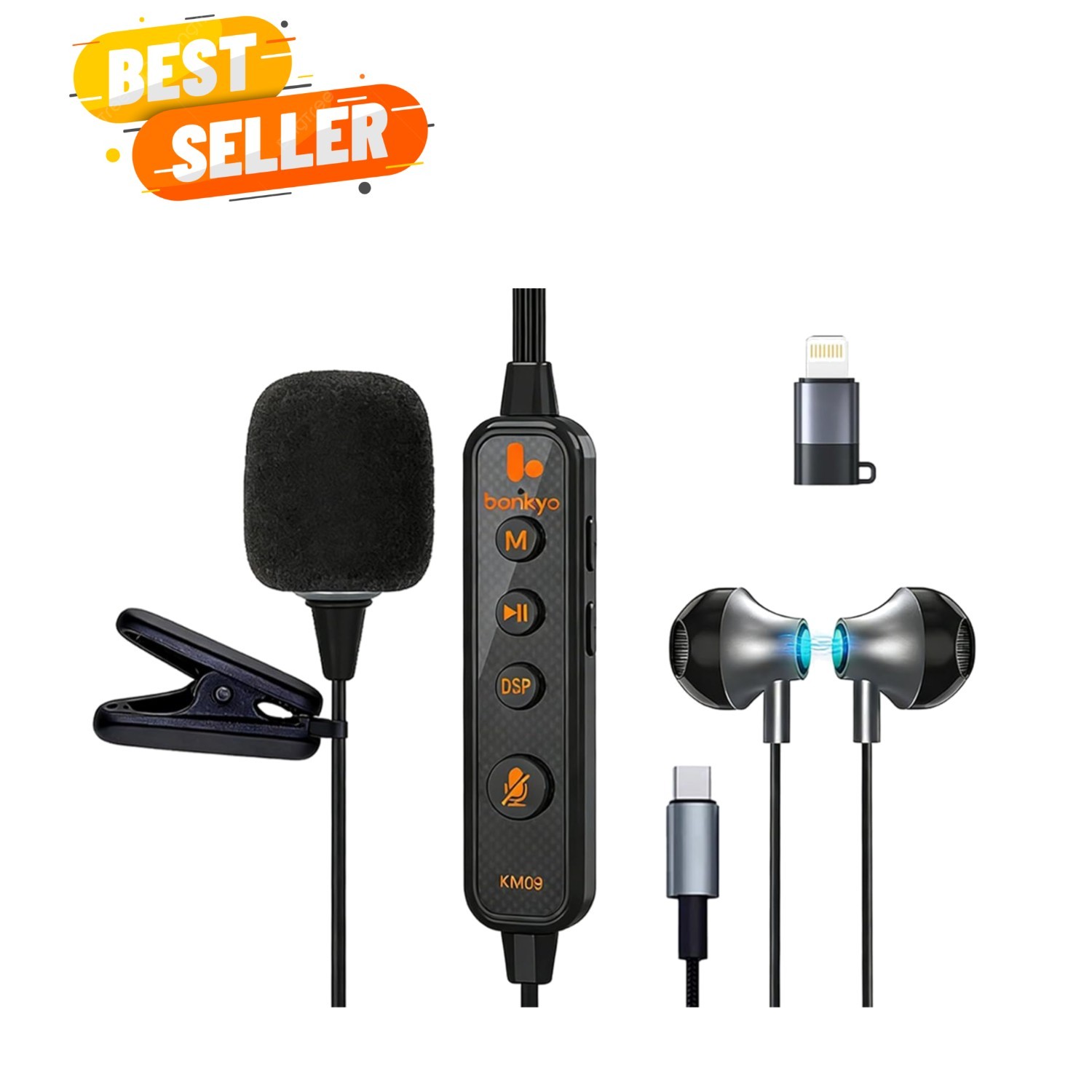 Portable Sound Card Karaoke Headset with in-Ear Monitoring, Voice Changer, Bu...