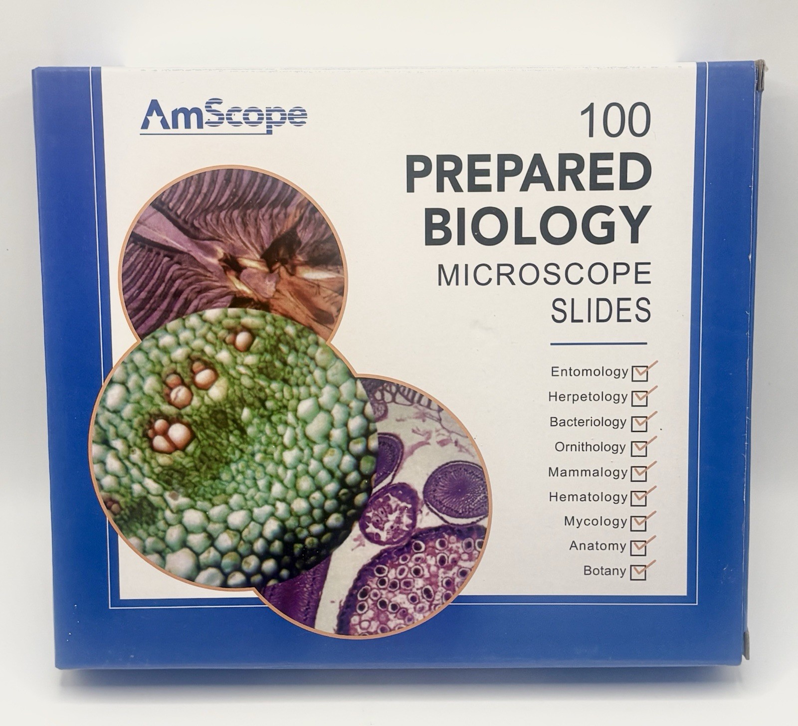AmScope PS100 - 100pc Prepared Biological Microscope Glass Slides