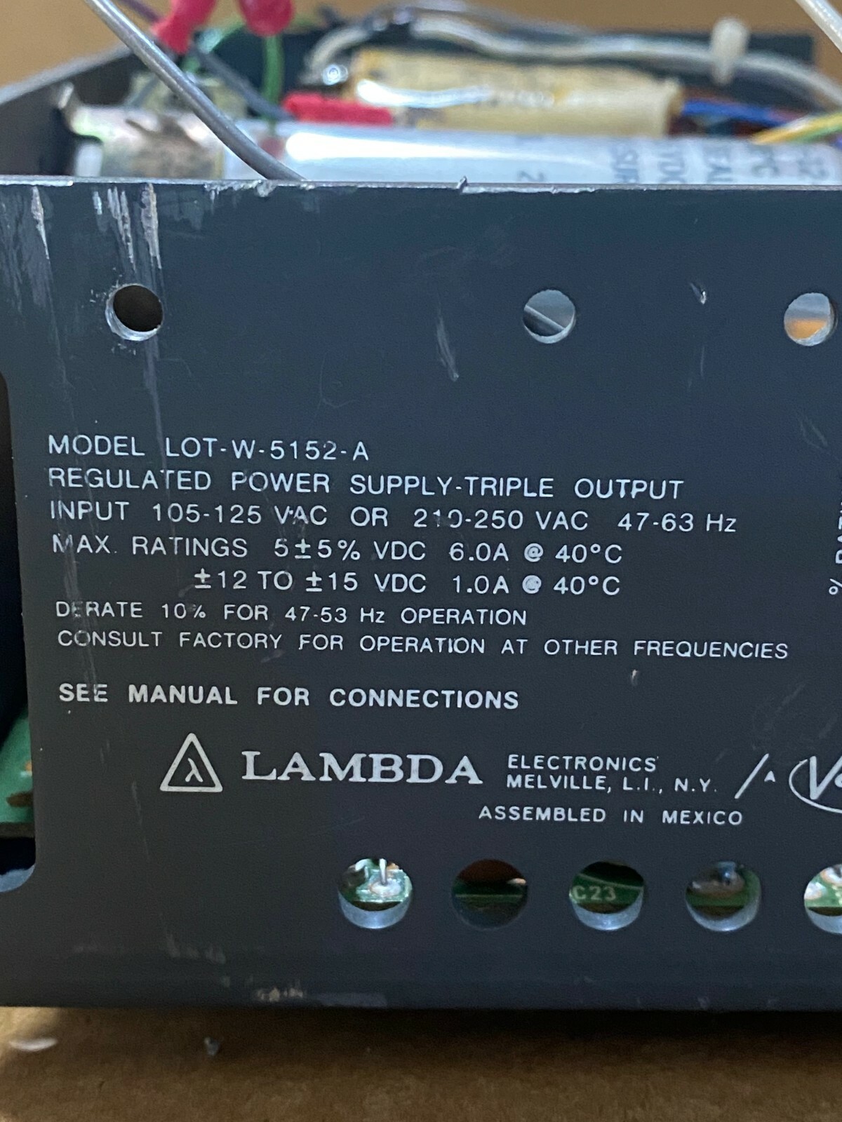 Lambda LOT-W-5152-A Triple Output Regulated Power Supply +/-12 to 15VDC