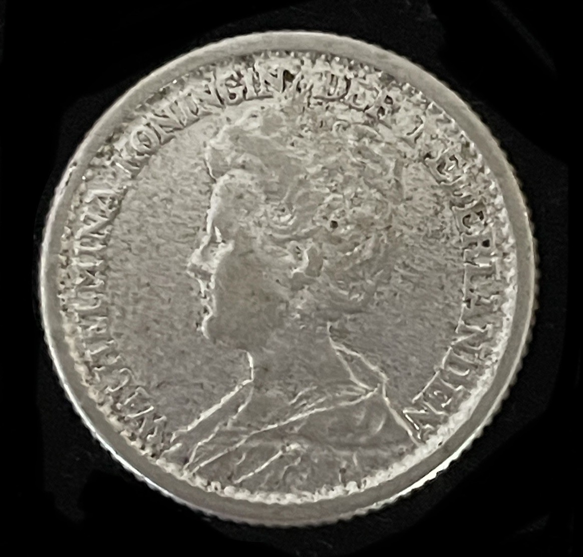 1918 NETHERLANDS QUEEN WILHELMINA l SILVER 25 CENT COIN