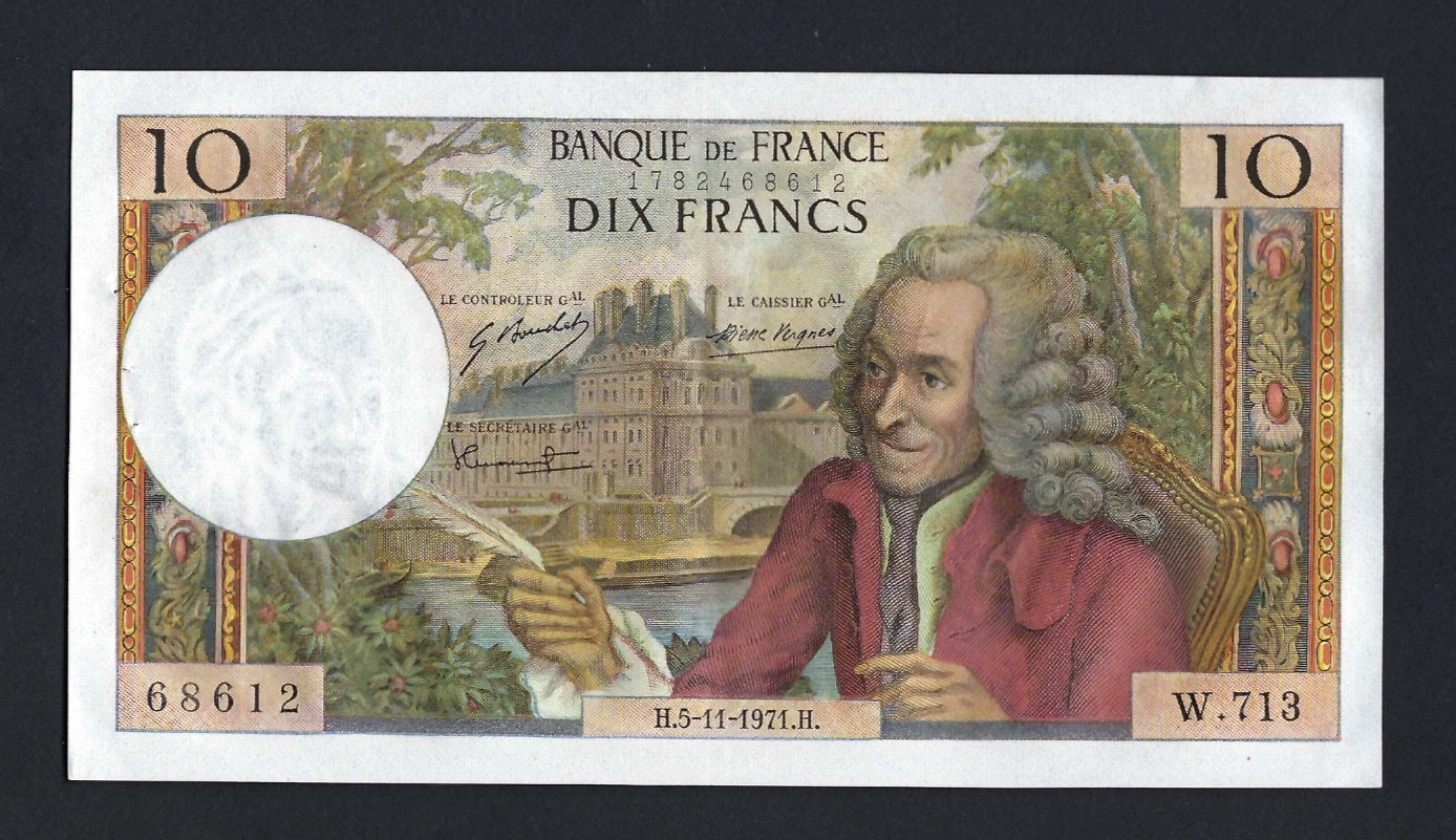 BANQUE DE FRANCE 10 FRANCS VOLTAIRE 5/11/1971 P-147 ALPH. W713