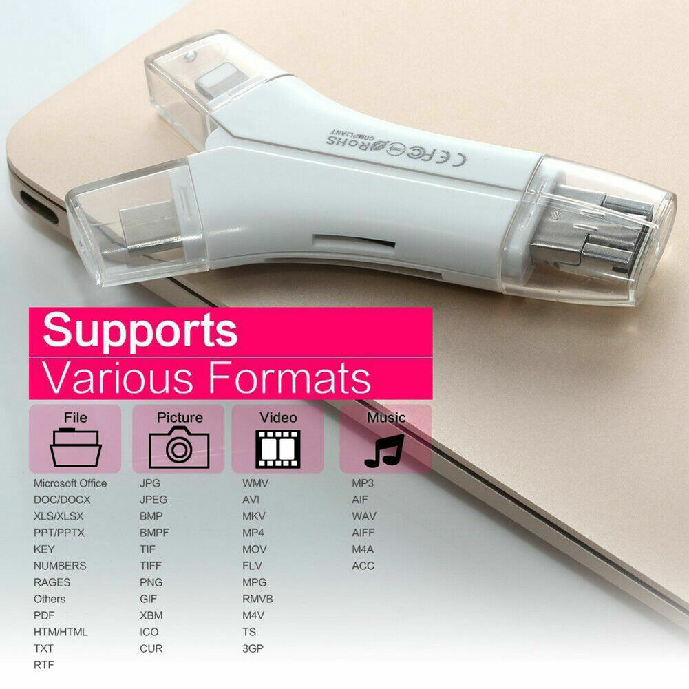 4in1 USB i-Flash Drive Micro SD/TF Memory Card Reader Adapter For Android iPhone
