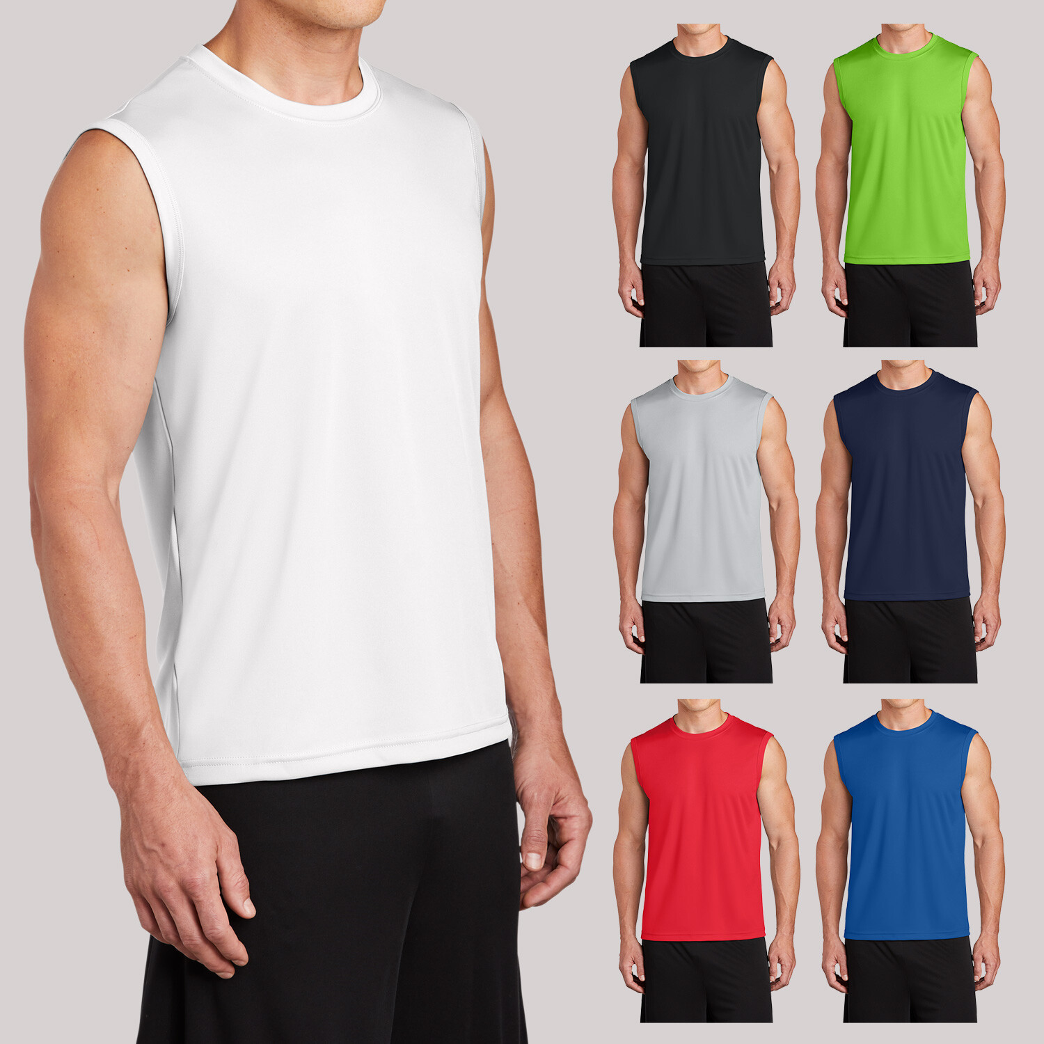 Sport-Tek ST352 Men's SLEEVELESS MUSCLE T-SHIRT PosiCharge Competitor Tee