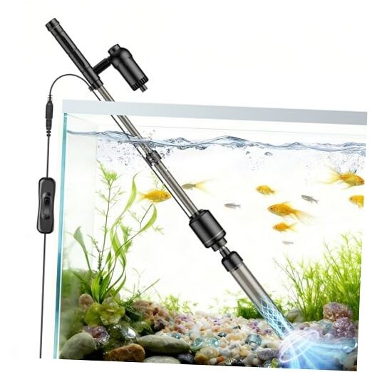 AKKEE Aquarium Vacuum Gravel Cleaner, 18W Electric Fish Tank Cleaner Black