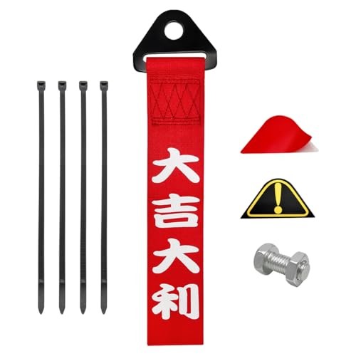 Car JDM Tow Strap, Red Personalized Auto Racing Tow Strap with Chinese Style 1