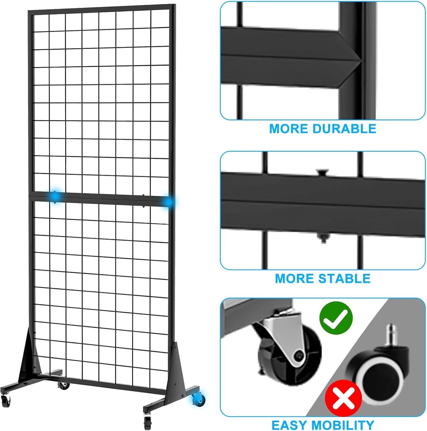 4-Pack Gridwall Panel Display Stand, 2'x5.5' Heavy Duty Floor Standing Rack w...
