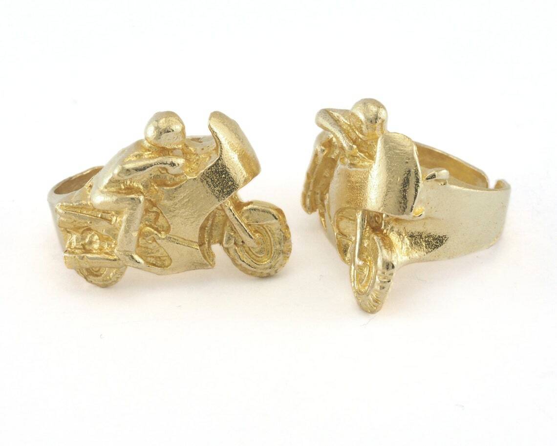 Motorcycles Ring Adjustable Raw Brass (17.5mm 7US inner size) 3223