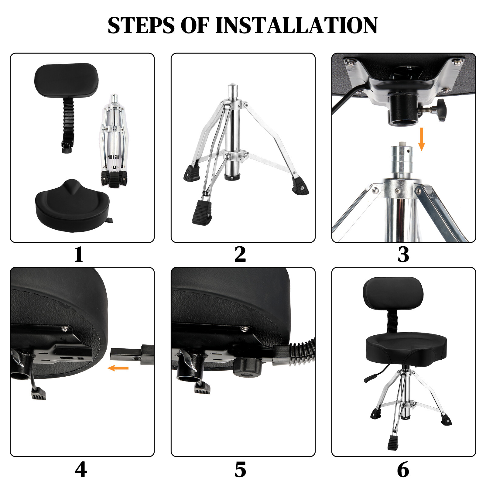 New Drum Throne with Backrest, Hydraulic Drum Stool Adjustable Height Drummers